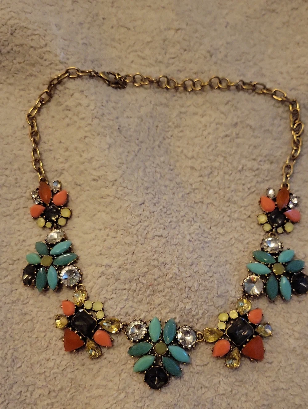 Stella & Dot Multicolor Floral Bib Necklace - Turquoise, Coral, Yellow & Black